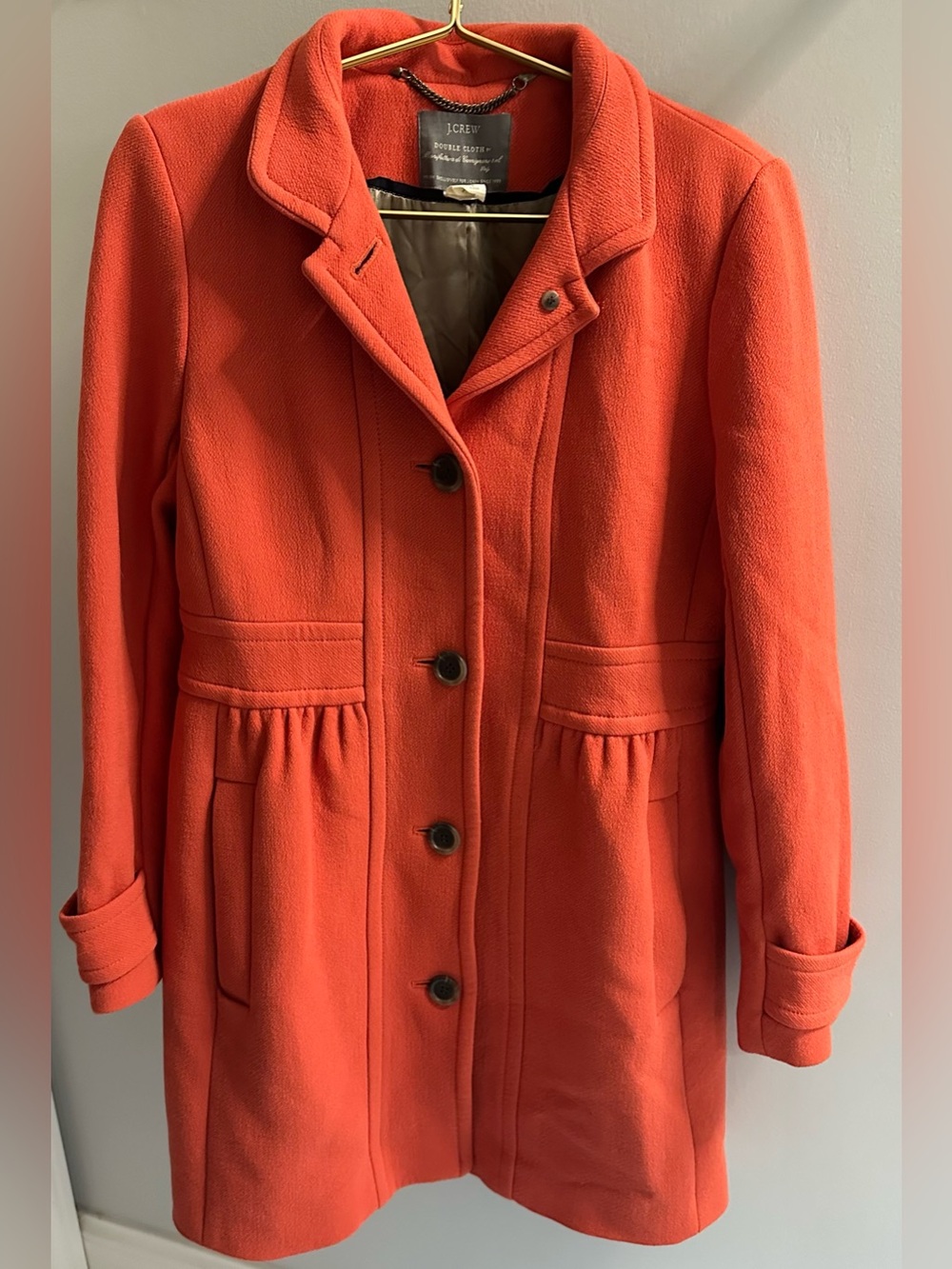 J.Crew Lady Day Double Cloth Wool Coat Orange Coral Size 8